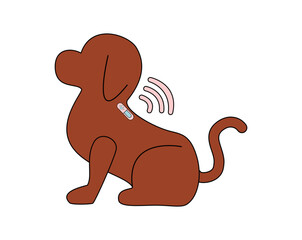 Pet veterinarian icon element. Veterinary doctor treating animal. Microchipped dog. Idea of pet care. Animal medical treatment. Vet and pet vector flat illustration.