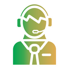 Support service with headphones on flat gradient style