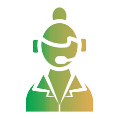 Support service with headphones on flat gradient style