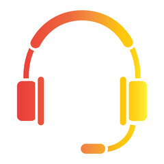 headphones icon illustration on flat gradient style