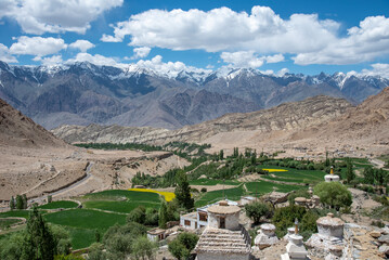 Fototapeta na wymiar The beautiful views of valley from Likir Monastery or Likir Gompa