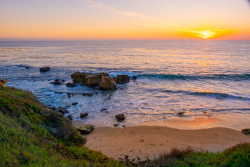 Beautiful view of Laguna Beach sunset at the beach. Laguna Beach is located in southern California. USA