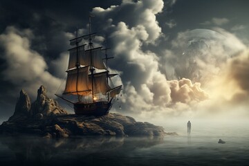 High_quality_photo_showing_ship_in_the_storm_in_cloudy_weather,ship_in_the_storm,ship_in_the_sea