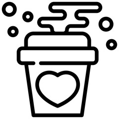 cup coffee love heart happy simple line