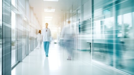 abstract blurred image of doctor and patient people in hospital 