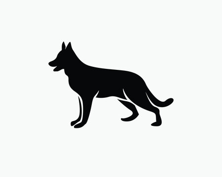 black silhouette stand dog logo design template illustration inspiration