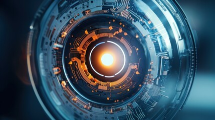 Close-Up of Robotic or Bionic Eye ,digital background
