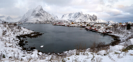 winter landscape, Reine is a breathtaking fishing village on the northern Lofoten archipelago