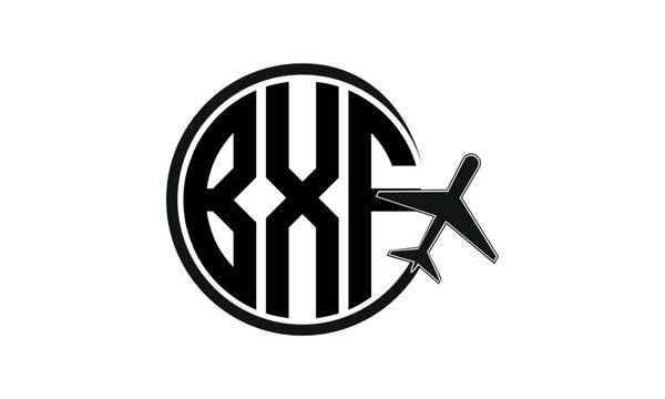 BXF three initial letter circle tour & travel agency logo design vector template. hajj umrah agency, abstract, wordmark, business, monogram, minimalist, brand, company, flat, tourism agency, tourist