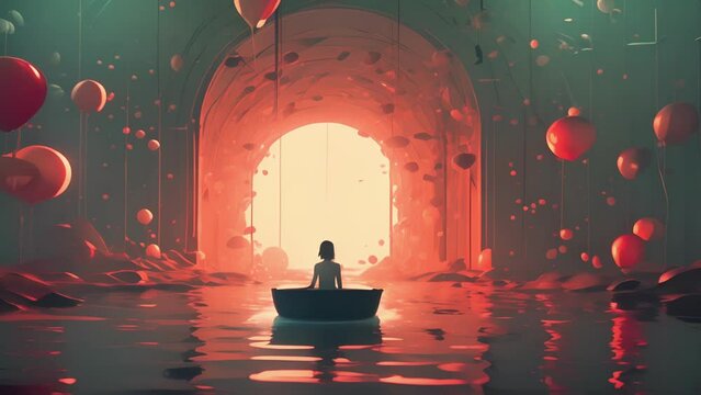 Explore the depths of the human psyche through the lens of the psychology of dreams. minimal 2d animation Psychology art concept