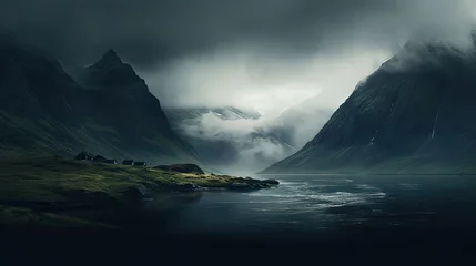 Selbstklebende Fototapete Nordeuropa Moody mountain landscape in Norway