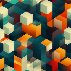 Obraz premium Abstract Cubic Isometric Background As Seamless Fill Tile Created Using Artificial Intelligence