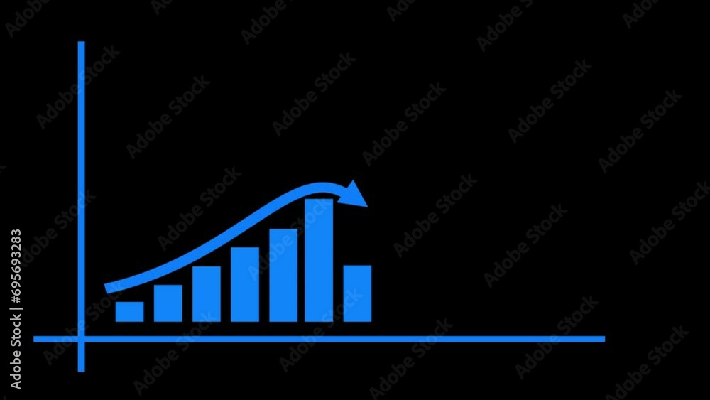 Aufkleber business graph up to down animation. animation bar chart graph with growing business. video footage.