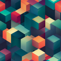 Obraz premium Abstract Cubic Isometric Background As Seamless Fill Tile Created Using Artificial Intelligence