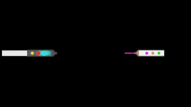 Particle simulation science - Pistons, pipes and colorful glass beads