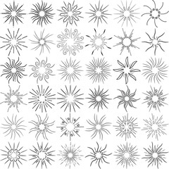 sunburst collection, sunlight Elements, logo or letter design, template Illustration vector set