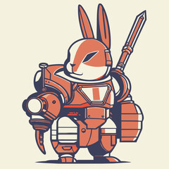 robot rabbit t shirt design