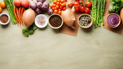 Various vegetarian ingredients,sweet potato slices, red onion, tomatoes, 