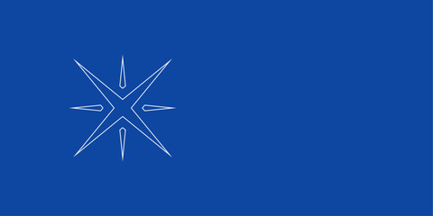 Obraz premium A large white outline star symbol on the left. Designed as thin white lines. Vector illustration on blue background