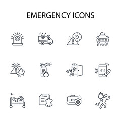 Emergency icon set.vector.Editable stroke.linear style sign for use web design,logo.Symbol illustration.