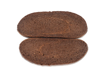 Crust of black bread on a white background