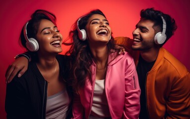 young indian friends group enjoying and laughing together