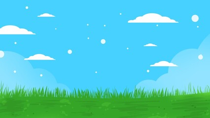 animated garden background. 2d grassland background, cartoon garden illustration