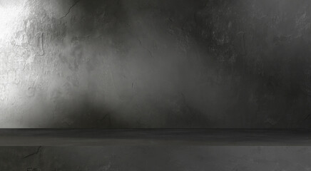 Blank minimal black stone rock countertop podium, soft dappled sunlight, tropical foliage leaf shadow on wall for luxury hygiene organic cosmetic, skincare, beauty treatment product background 3D