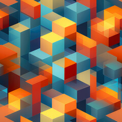 Abstract Cubic Isometric Background As Seamless Fill Tile Created Using Artificial Intelligence