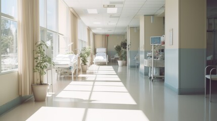 blurry hospital corridor with a luxurious and abstract design.,