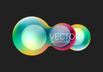 Beautiful flowing round shapes and circles abstract background. Liquid color bubble composition
