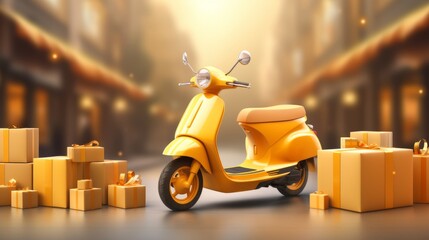 swift delivery: scooter unleashes packages from smartphone screen - 3d rendered illustration