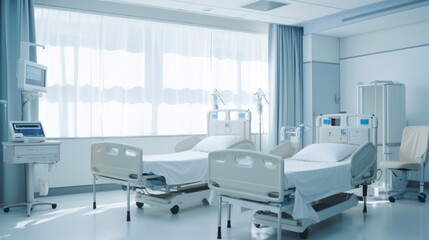 Fototapeta na wymiar Clean Hospital Bed,Modern Hospital Bed