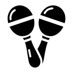 Minimal Maracas icon vector silhouette, white background, fill with black