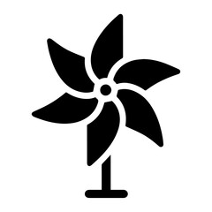 Minimal Pinwheel icon vector silhouette, white background, fill with black