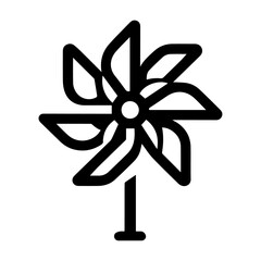 Minimal Pinwheel icon vector silhouette, white background, fill with black
