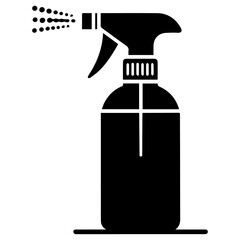 Minimal Spray bottle icon vector silhouette, white background, fill with black