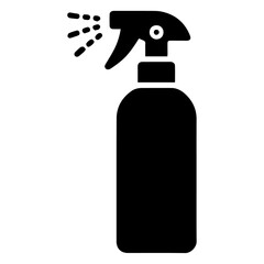 Minimal Spray bottle icon vector silhouette, white background, fill with black