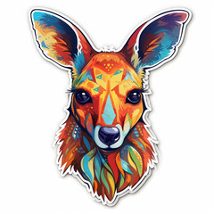High-Resolution Modern Style Kangaroo Sticker Design in Vibrant Colors