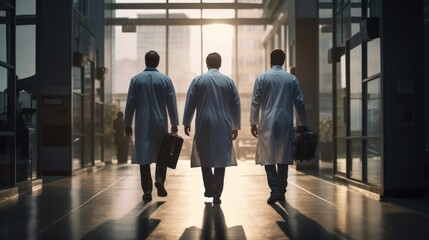 blurred hospital corridor,doctors walking down a corridor in hospital 