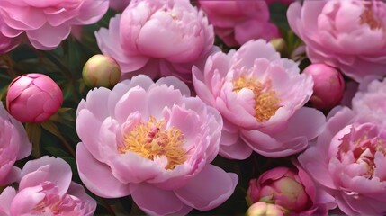 pink peony flowers as floral background, close-up view