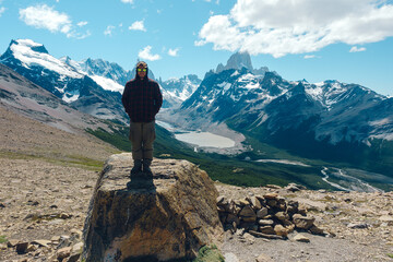 MAN poses in beautiful view towards Cerro Torre