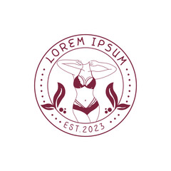 Circle style sexy woman beauty icon for skin care logo vector