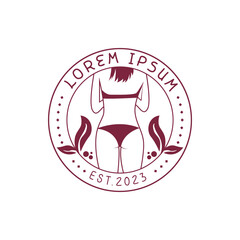 Sexy women bikini logo design icon vector retro style