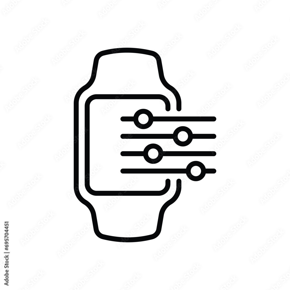 Poster options of smart watch line icon. smartwatch settings linear icon. control panel of electronic devic