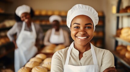 Smiling african female bakers looking at camera.