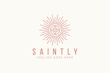 Shiny Bright Light Logo Abstract Sun  Vintage Sign Symbol Art Decorative