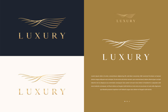 Luxury Abstract Wings and Eyelash Shape Logo Business Company Beauty Fashion Product 