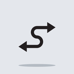 Double arrow icon vector. Zigzag icon sign symbol vector. Curved vector icon illustration isolated on gray background