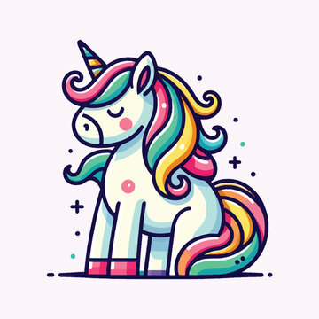 unicorn flat color vector illustration